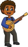 Man Playing Guitar Cartoon Colored Clipart vector