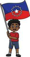 Boy Holding the Juneteenth Flag Cartoon Clipart vector