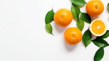 orange with leaf in white background photo