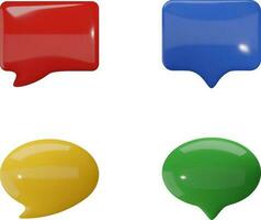 set of colorful speech bubbles. isolated 3d chat bubbles vector