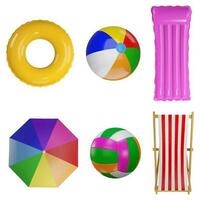 set of summer 3d elements vector