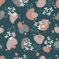 Seamless pattern with leaves on an abstract pastel background. Print for clothes, bed linen, tablecloths. Vector illustration