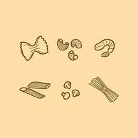 Vector hand drawn pasta set. Vintage line art illustration.