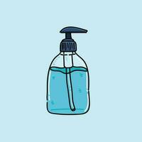 liquid soap for disinfection of hands. soap in a plastic bottle with a dispenser. concept of combating viruses and bacteria. wash hands with soap. personal hygiene. vector