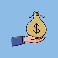 hand bag of money 2 for a good finance in a blue background vector