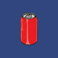 rojo soda lata vector ilustración diseño en un azul antecedentes