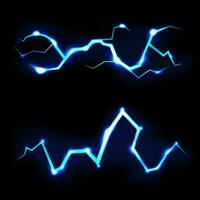 Blue vector lightning on black background, vector illustration.