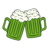 Green beer mugs with foam. St. Patrick's Day vector