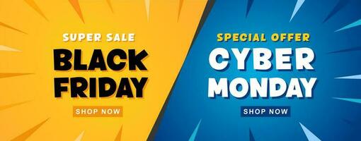 Black Friday and Cyber Monday sale banner vector