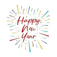 Happy New Year lettering with colorful fireworks vector