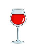 Glass filled with red wine vector