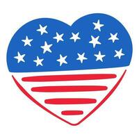 USA flag in the shape of a heart. 4th of July. Independence Day vector