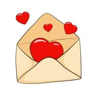 Love letter. Opened envelope with hearts. Valentine's Day vector