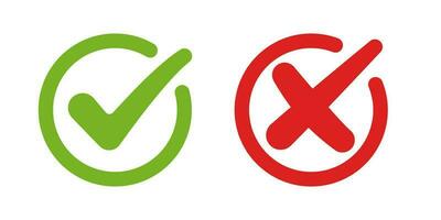 Green check mark and red cross mark in circle vector