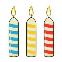 conjunto de vistoso cumpleaños pastel velas vector