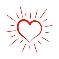 Heart sign with sunburst. Valentine's day vector