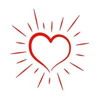 Heart sign with sunburst. Valentine's day vector