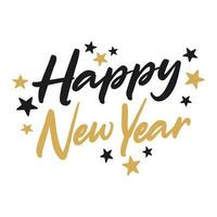 Happy New Year lettering with stars vector