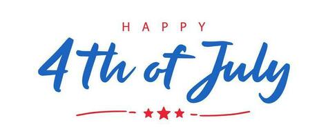 Happy 4th of July. Independence Day. Lettering with stars. White background vector