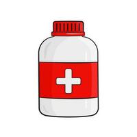 Plastic bottle with medicine. Cartoon vector