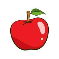 Red apple with leaf vector