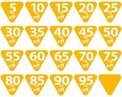 Set of discount tags in yellow color vector