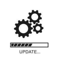 Update icon with gears. Loading or updating files, installing or updating new software etc. Modern flat design vector