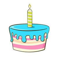 pastel de cumpleaños con vela vector
