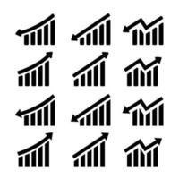 Set of graph icons. Graph with arrow going up or down vector