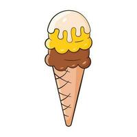 Ice cream balls in waffle cone vector