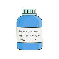 Blue bottle with label vector