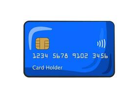 Blue credit card. Cartoon vector