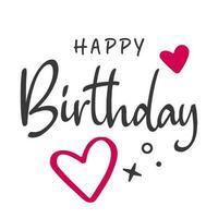 Happy Birthday lettering with red hearts. White background vector