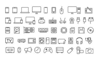 Set of device and technology icons vector