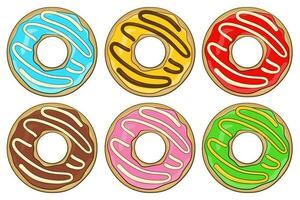 conjunto de donas de colores vector