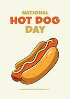 National Hot Dog Day lettering with hot dog. Poster concept vector