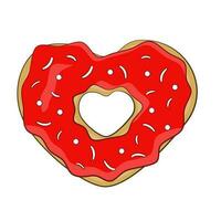 Strawberry heart-shaped donut with sprinkles vector