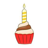 Cupcake with candle vector