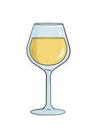 Glass filled with white wine vector