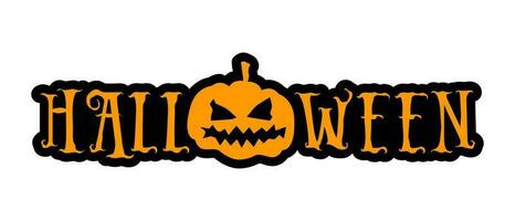 Orange Halloween lettering with pumpkin vector