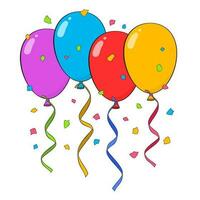 Colorful balloons with ribbons and confetti vector