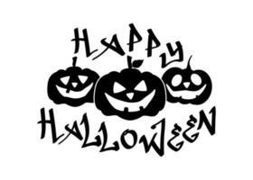 Happy Halloween lettering with pumpkins vector