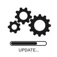 Update icon with gears. Loading or updating files, installing or updating new software etc. Modern flat design vector