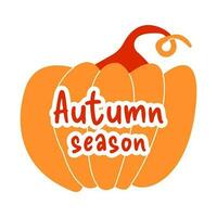 naranja calabaza con texto otoño temporada vector