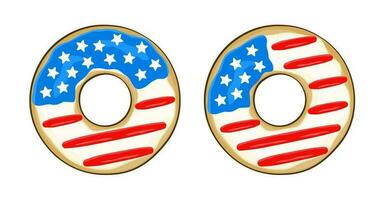 4th of July. Independence Day, National Donut Day. Donuts in colors of USA flag vector