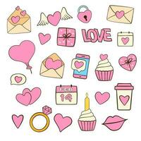 Set of Valentine's day icons. Cartoon flat icons vector