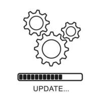 Update icon with gears. Loading or updating files, installing or updating new software etc. Modern flat design vector