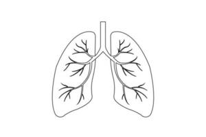 Human lungs outline icon on white background. education illustration. eps 10 vector