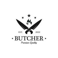 Butcher Knife Vintage Logo Template. vector