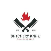 Butcher Knife Vintage Logo Template. vector